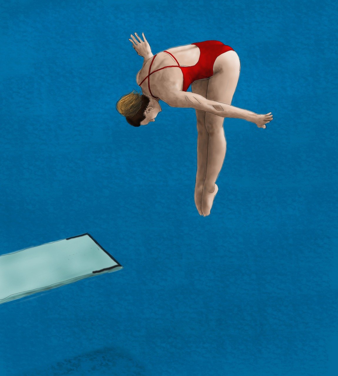 Image of a female diver mid dive.